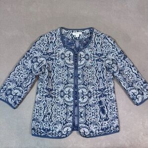 Coldwater Creek Women’s Tapestry Jacket Floral Paisley Open Front Size S(4-6)